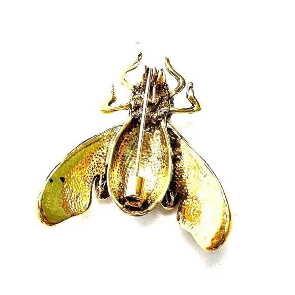 The Jade Flyer — A Retro Style Enamel and Rhinestone Insect Brooch — EUC - Picture 3 of 6